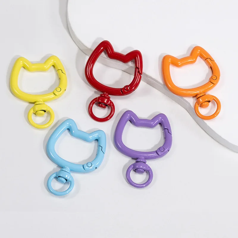 5pcs Colorful Cute Cat Clasp Openable Connector Carabiner Key Chain For DIY Keychain Jewelry Making Supplies Crafts Accessories image 3