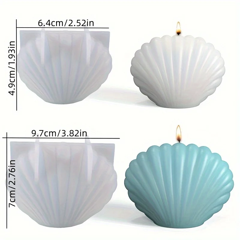 1pc 3D Shell Silicone Scented Candle Mold for DIY Aromatherapy Wax and Clay Crafts