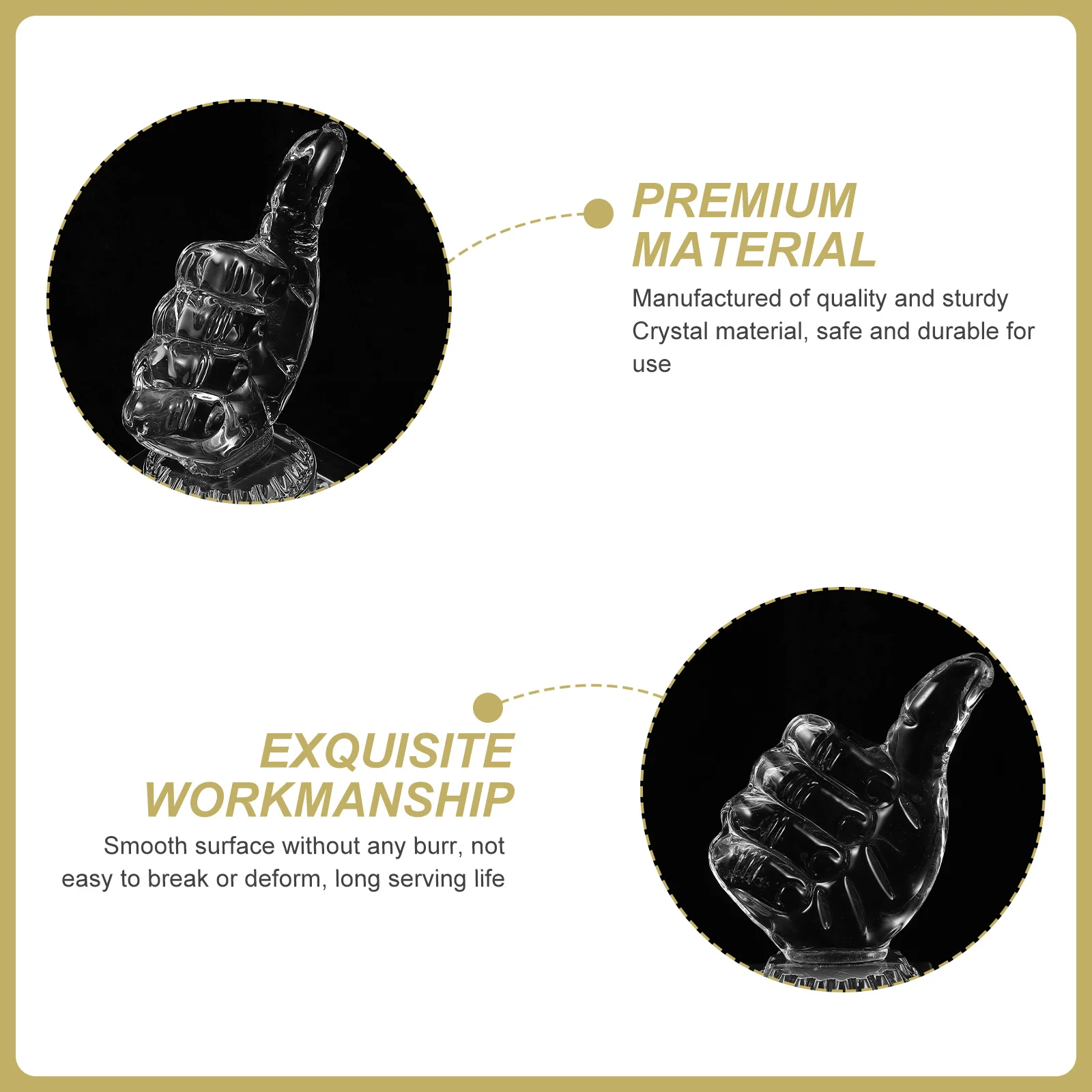 

Transparent Crystal Trophy Delicate Decorative Award Prize Accessory Desktop Decor Hand-Shaped Crystal Art Sculpture