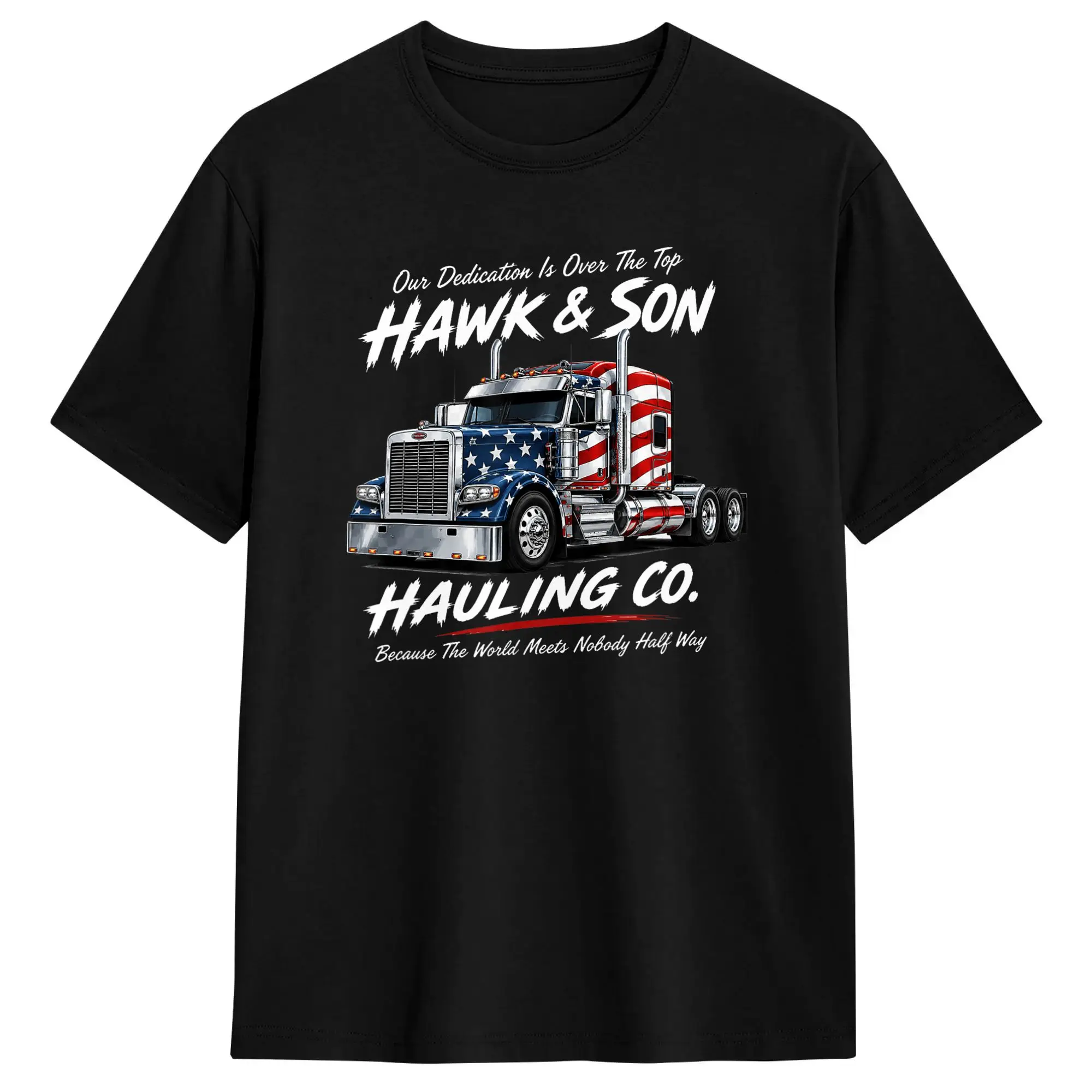 Streetwear T-Shirt Hawk and Son Hauling Company Big Rig Pride Trucker (2 Side) T Shirt B0H6JZYQDZ Cotton T Shirts  Trending Tee