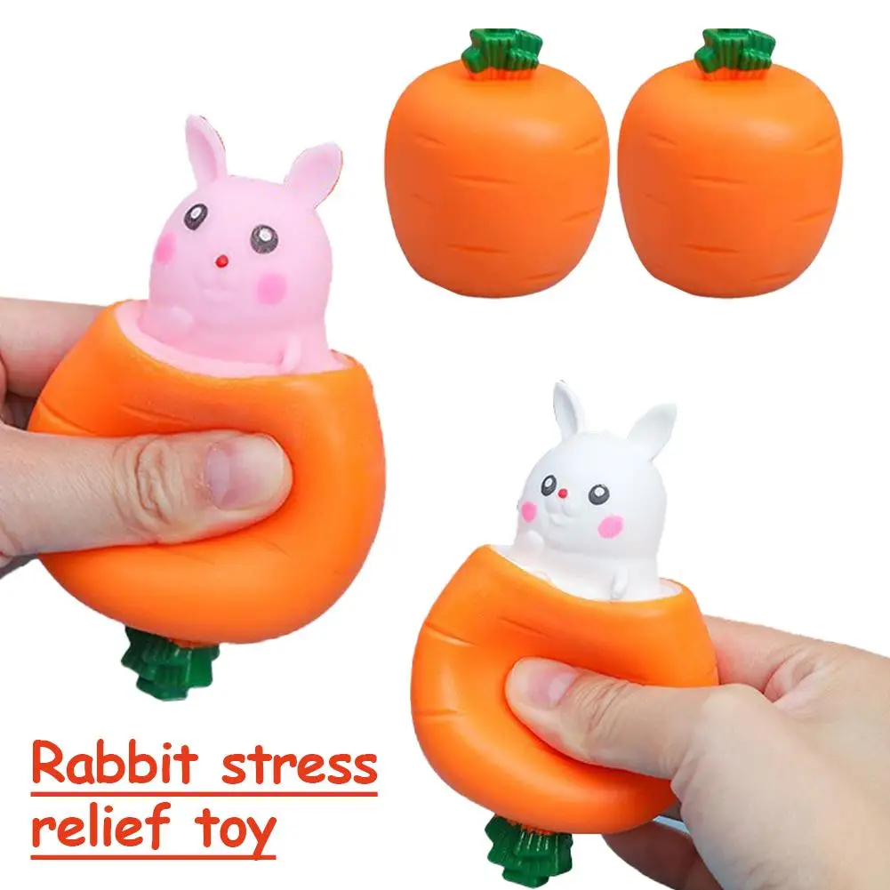  Carrot Rabbit Cup Small Animal Stress Relief Toy Fun Decompression Pocket Fidget Prank Gift For Kids Adults U8W5