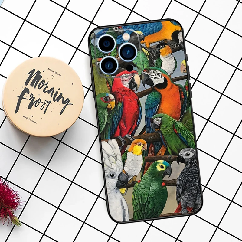 Animal Parrot Birds Case For iPhone 11 12 13 14 16 15 Pro Max 7 8 Plus 12 13 Mini XS MAX X XR Cover Coque