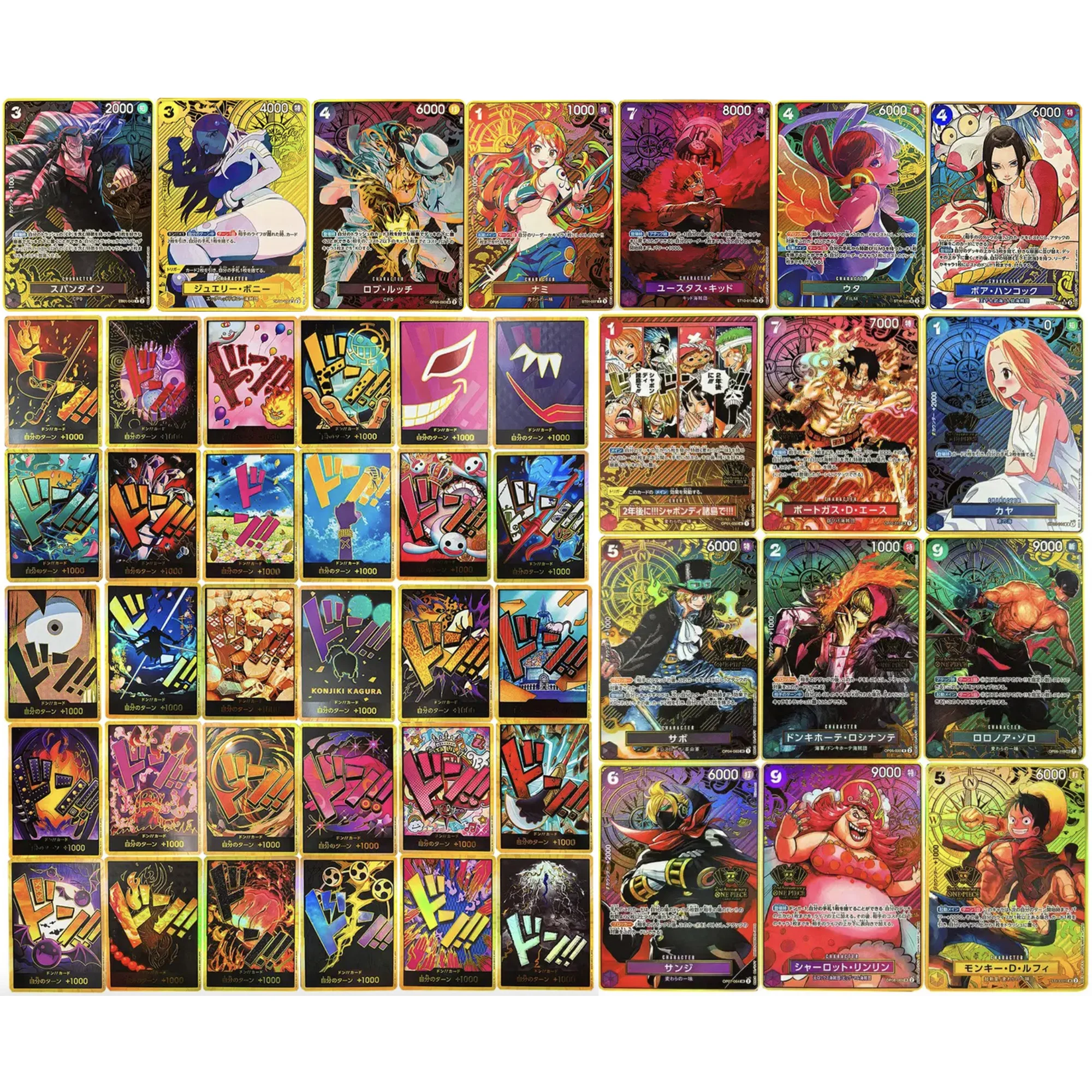 

30 шт./компл. Diy OPCG ONE PIECE Золотая карта Луффи Нами Зоро Ace Sabo Преломление Флэш-карта Классические аниме-коллекционные карты Подарочная игрушка