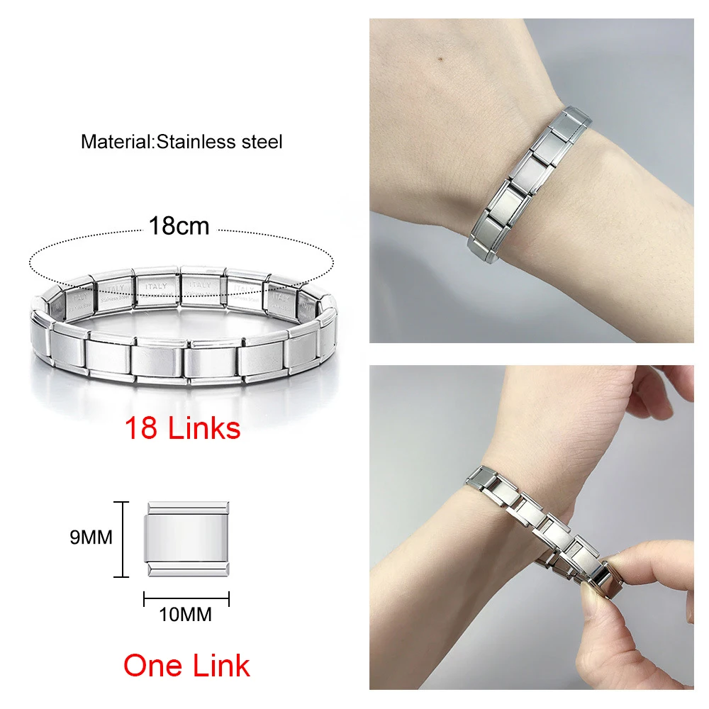 Fashion Hot Sale New Italian Charm Bracelet Stainless Steel One Article 18 Modules 9mm Bracelet DIY Jewelry