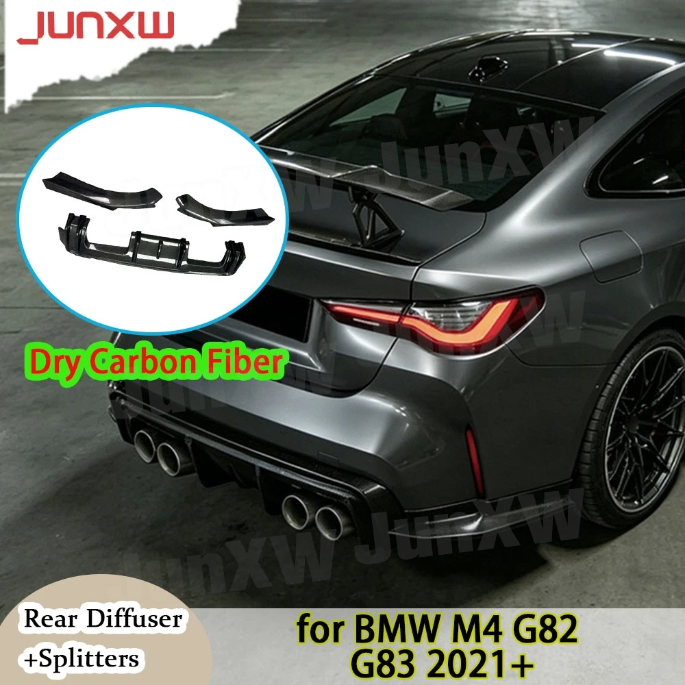 

for BMW G82 G83 M4 2021+ Dry Carbon Fiber Rear Diffuser With Splitters Rear Diffuser Bumper Lip Spoiler Guard FRP Car Accessorie