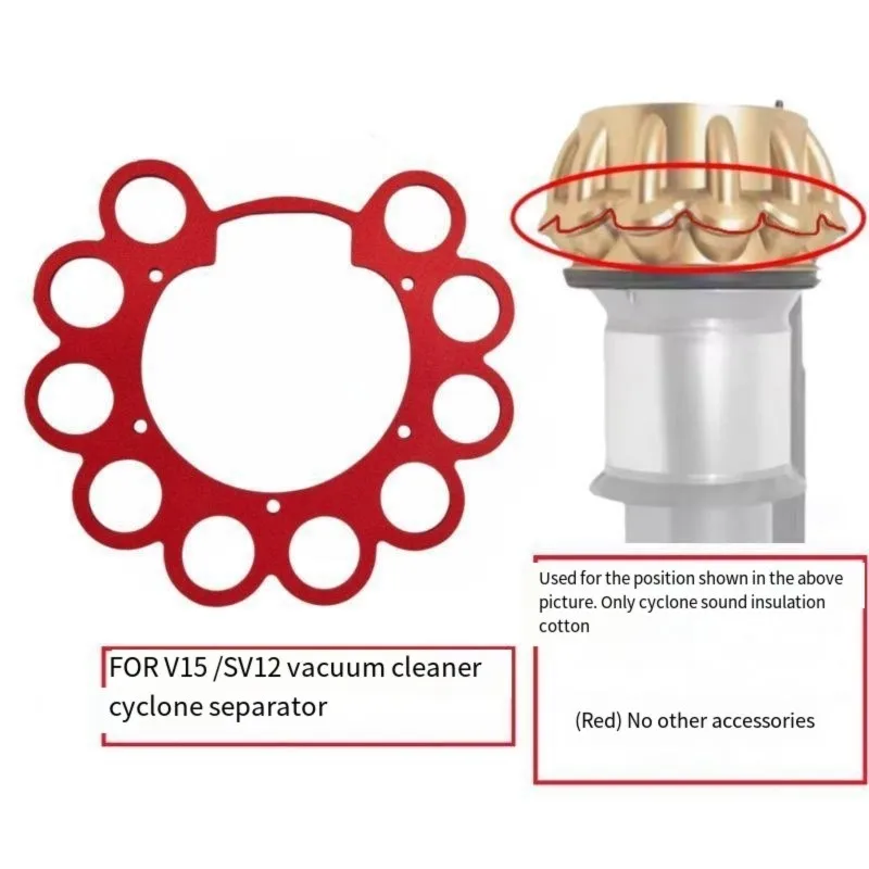 B98A Cyclone Soundproofing Foam Seal Ring for Dyson V15 SV22 Vacuum, Replacement Gasket Pad, Red EVA Dust Chamber Seal Repair