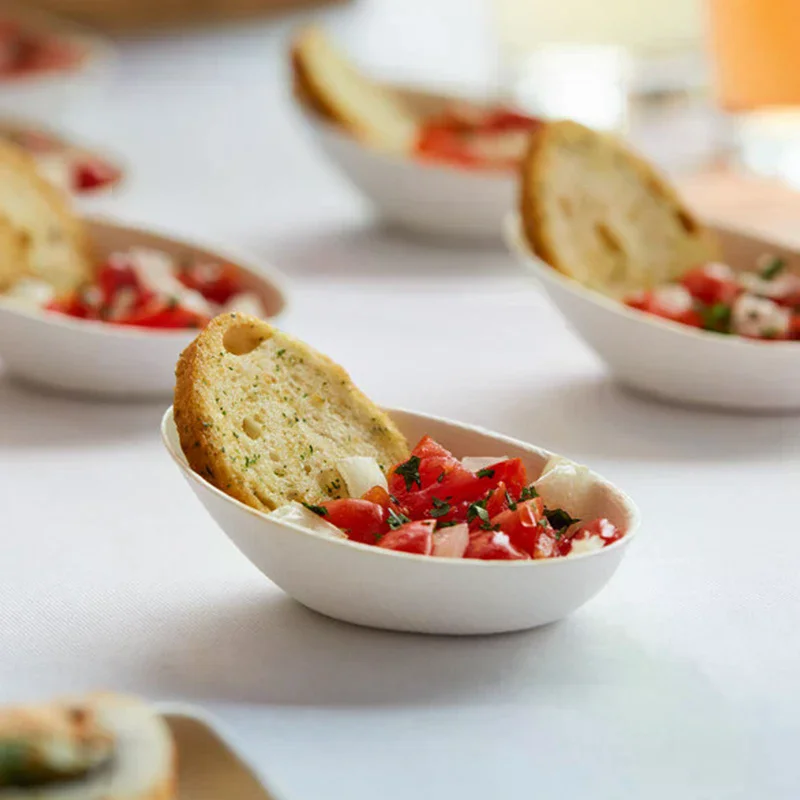 25 Pcs Tasting Dishes Disposable Dishes - Home Compostable Microwavable And Freezable White Bagasse Food