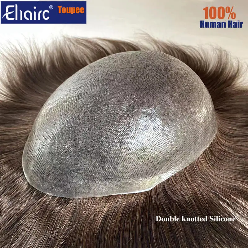 

Clearance -Men's capillary prothesis Durable Double knotted Male Hair Prosthesis Toupee Wig For Men 100% Human Hair System