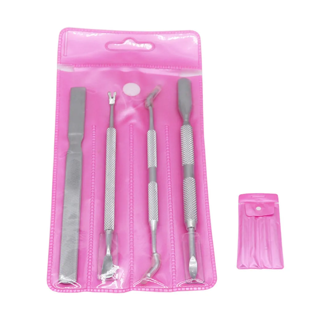 

1Set 4 Piece Nail Art Supplies Kit Stainless Steel Nail Files Lifter Polisher for Healthy Nails Manicuring Thick Nails Home