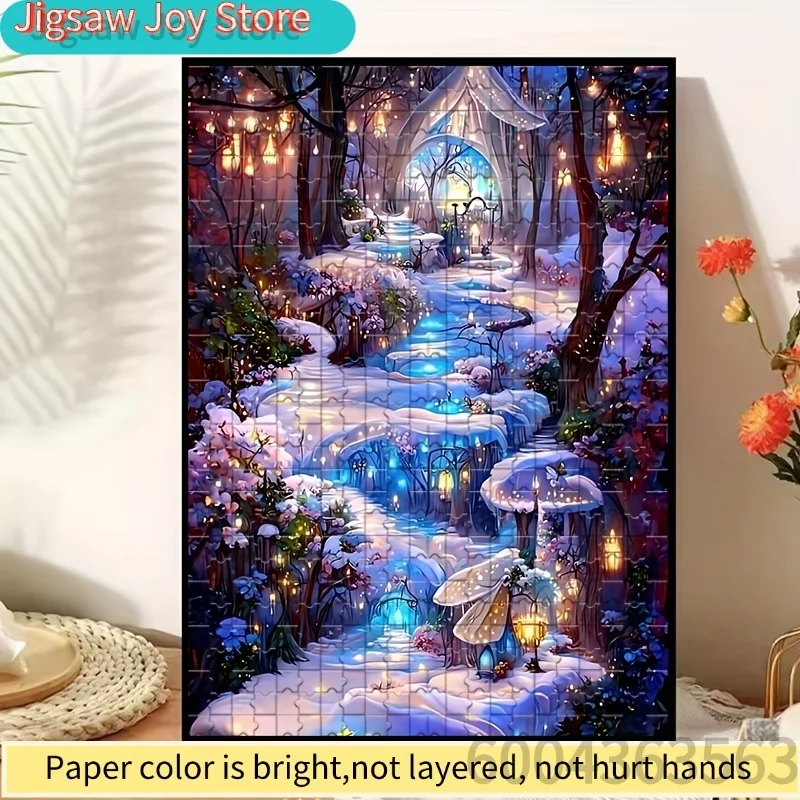 Fantasy Art Paper Jigsaw Puzzle Gift, Glitter Koi Fish, Winter Fairyland, Forest Train, Magic Book Castle, 500-2000Pcs