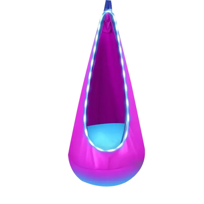 Glowing Portable Hanging Chair LED Hammock Inflatable Suspended Children Single Hammocks Plush Indoor Swing Hammocks with Light