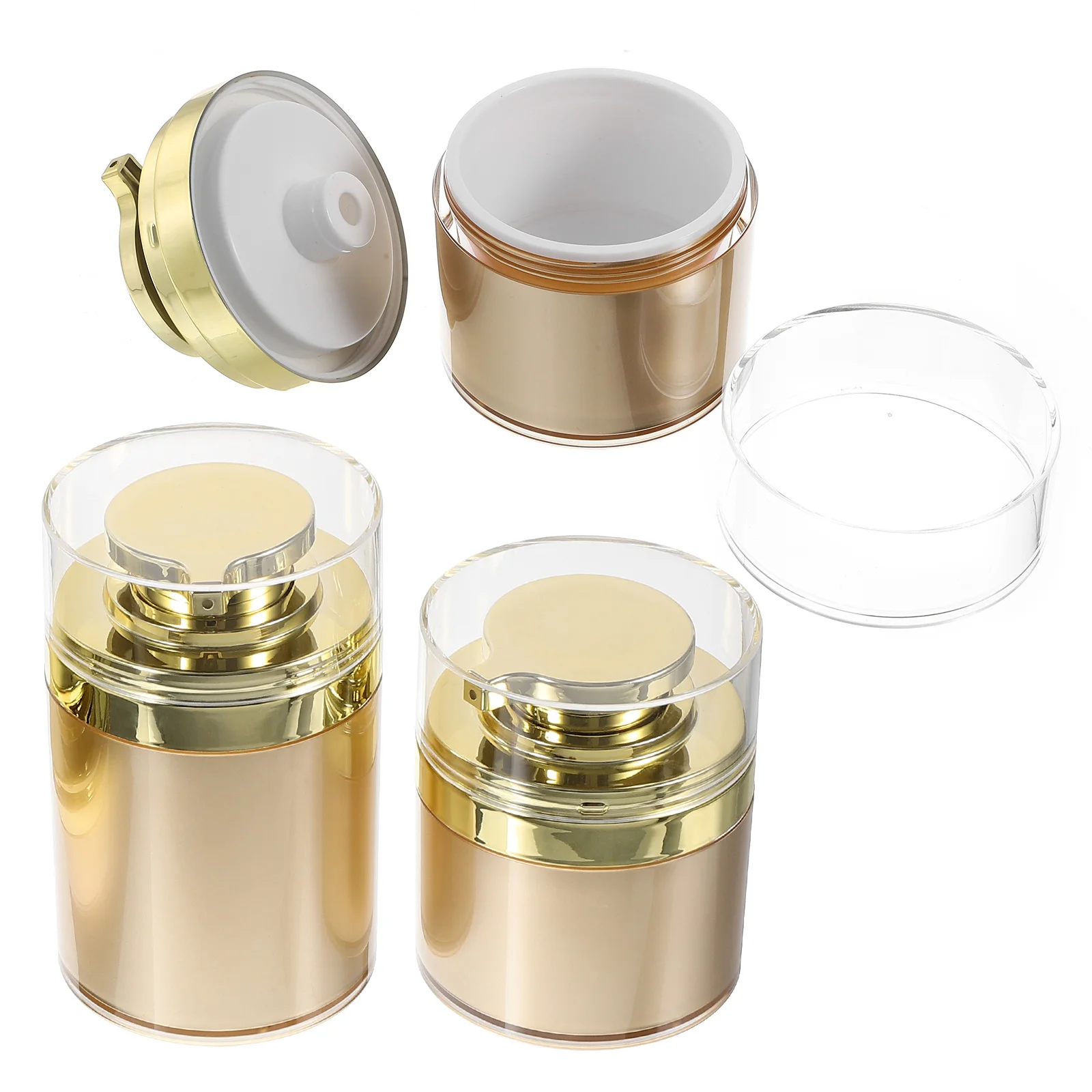

3Pcs Airless Pump Jars Vacuum Sealed Refillable Containers for Lotions Creams Moisturizers DIY Skin Care Travel