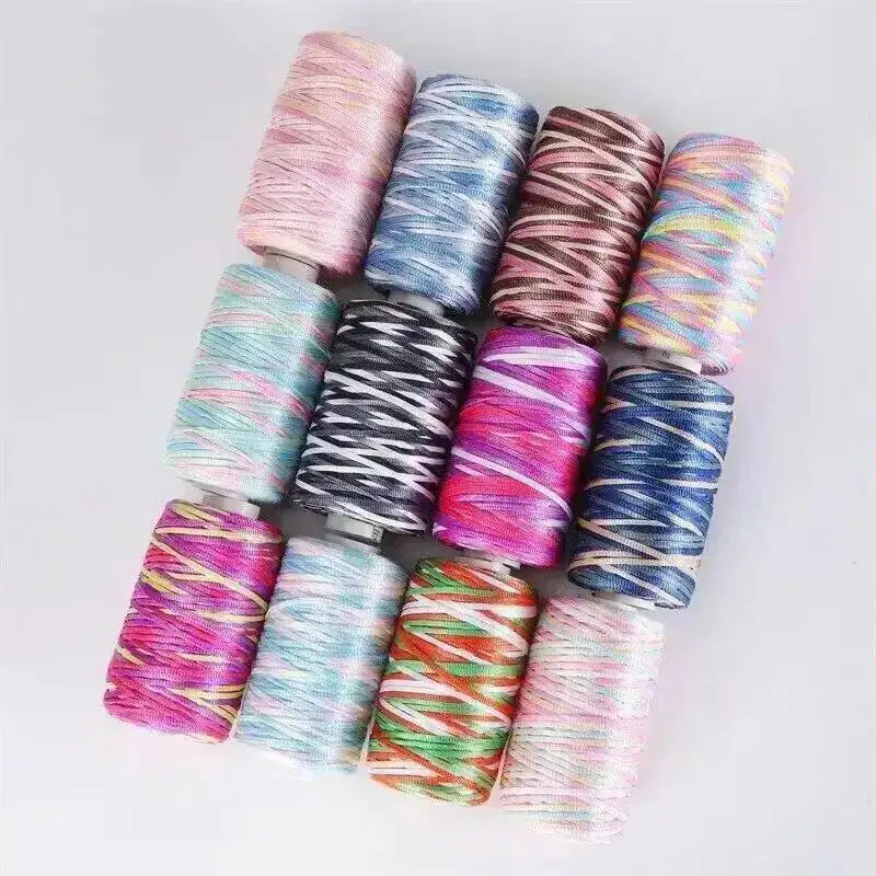 الصيف ميرسيريزيد حزام مسطح الموضوع النعال جوفاء الموضوع اليدوية DIY محبوك هوك قبعة صيفية حقيبة بخطاف قبعة الغزل 100 جرام