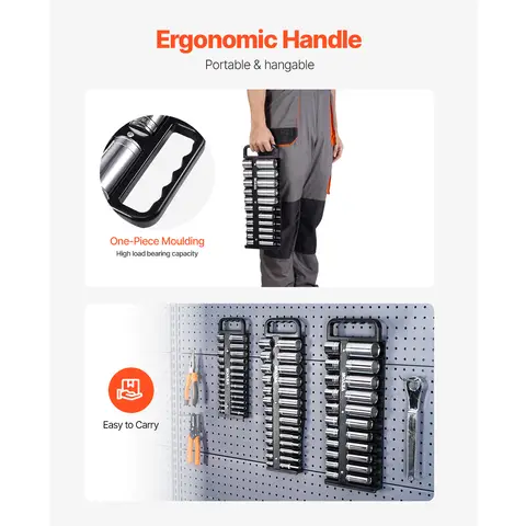 SucceBuy 3PCS मैग्नेटिक सॉकेट ऑर्गनाइज़र रेल सेट मीट्रिक और SAE एल्युमीनियम सॉकेट होल्डर 1/4''3/8''1/2'' टूल बॉक्स के लिए 360° क्लिप के साथ 6 best sales सॉकेट धारक - №4