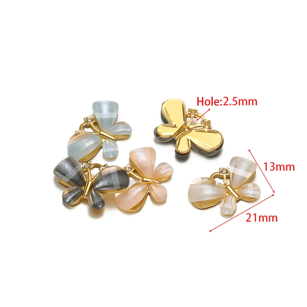 3 قطعة الفولاذ المقاوم للصدأ البطانة الزركون فراشة Charms قلادة قلادة DIY بها بنفسك أقراط رائعة صنع المجوهرات النتائج بالجملة