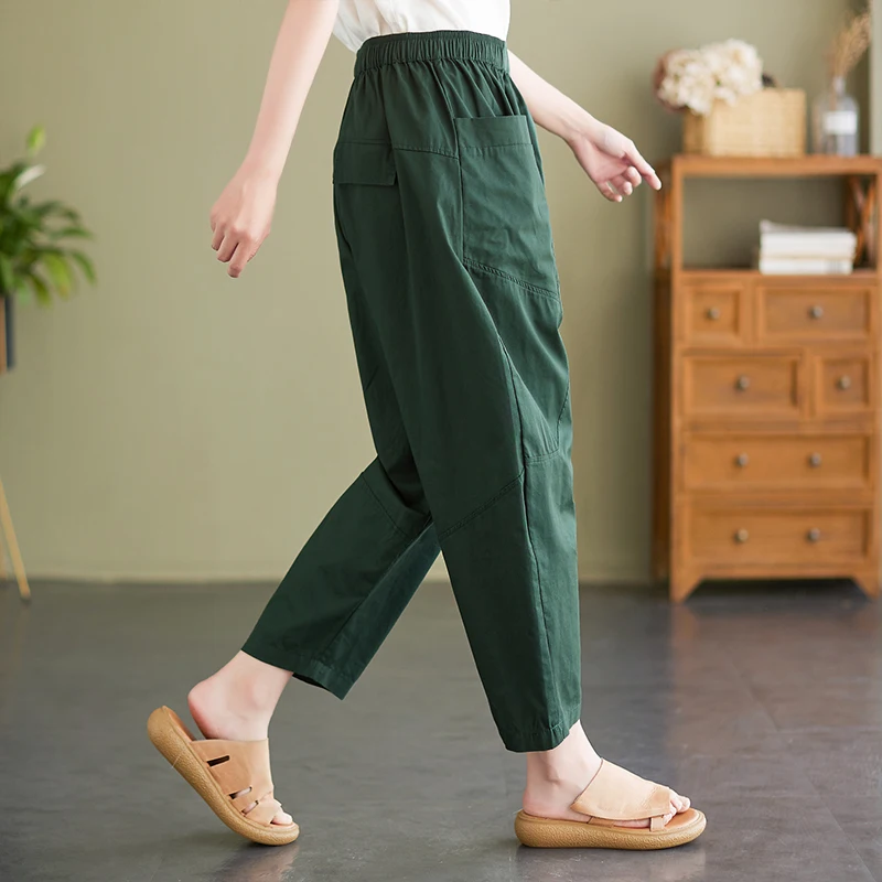 الكورية Sle القطن عمال عارضة السراويل النسائية سليم صالح تسع نقاط هارلان السراويل الصيف تخفيف Sle l الخصر #2