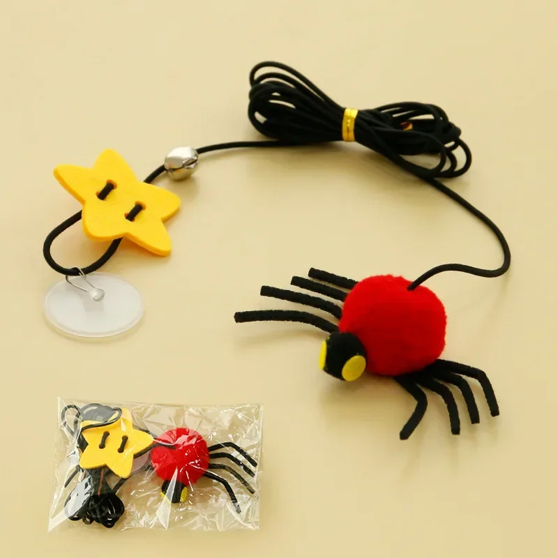 Cat Pet Toy Hanging Door To Relieve Depression Swinging Hanging Elastic Rope Feather Playing Stick Bell Spider Gatos Для Кошек