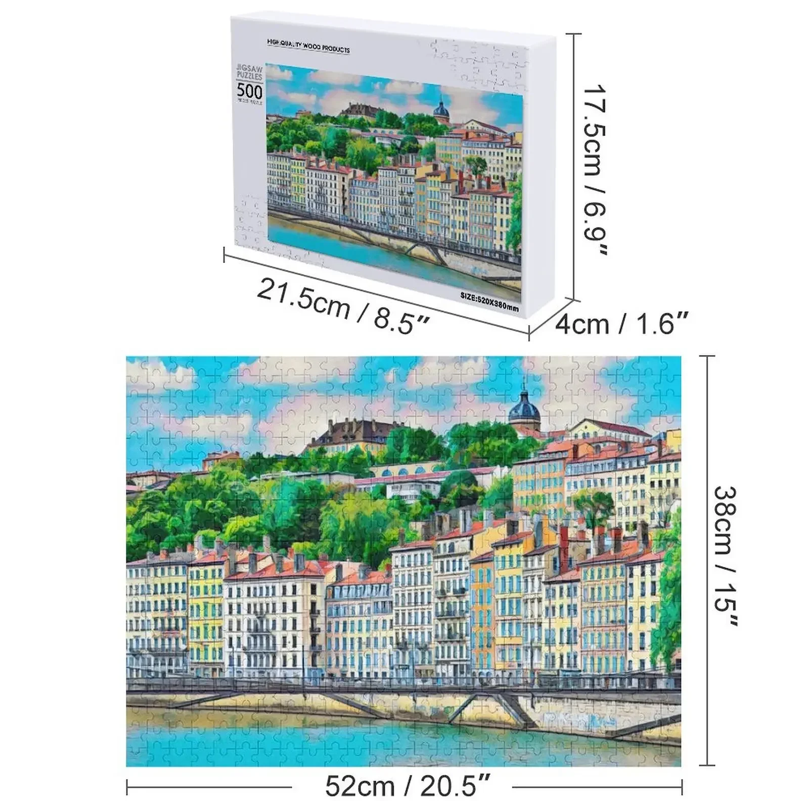 Animal de quebra-cabeça de viagem vintage de Lyon com foto personalizada quebra-cabeça de brinquedo infantil personalizado