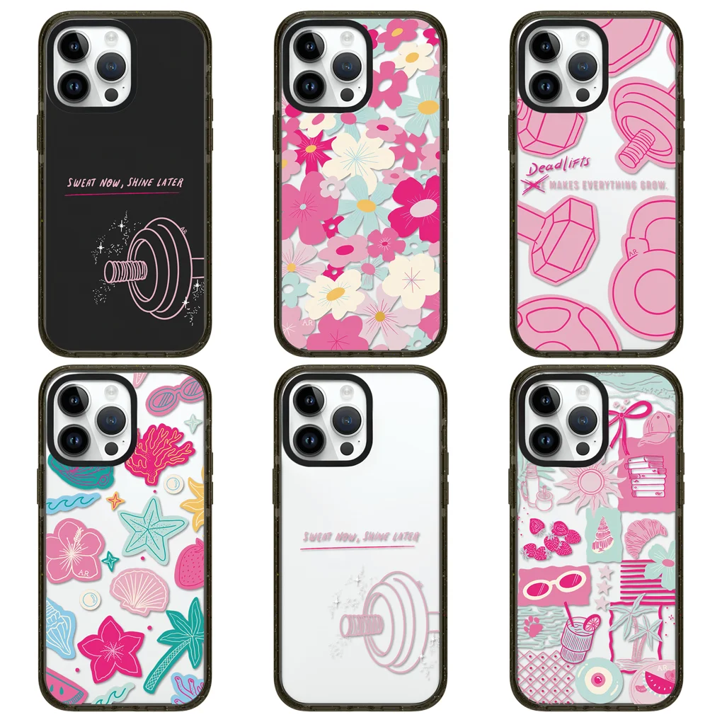 

Cartoon Barbell Acrylic Black Border Magnetic Phone Case Cover for IPhone 12 13 14 15 16 17 Pro Max Case for IPhone 17 Air