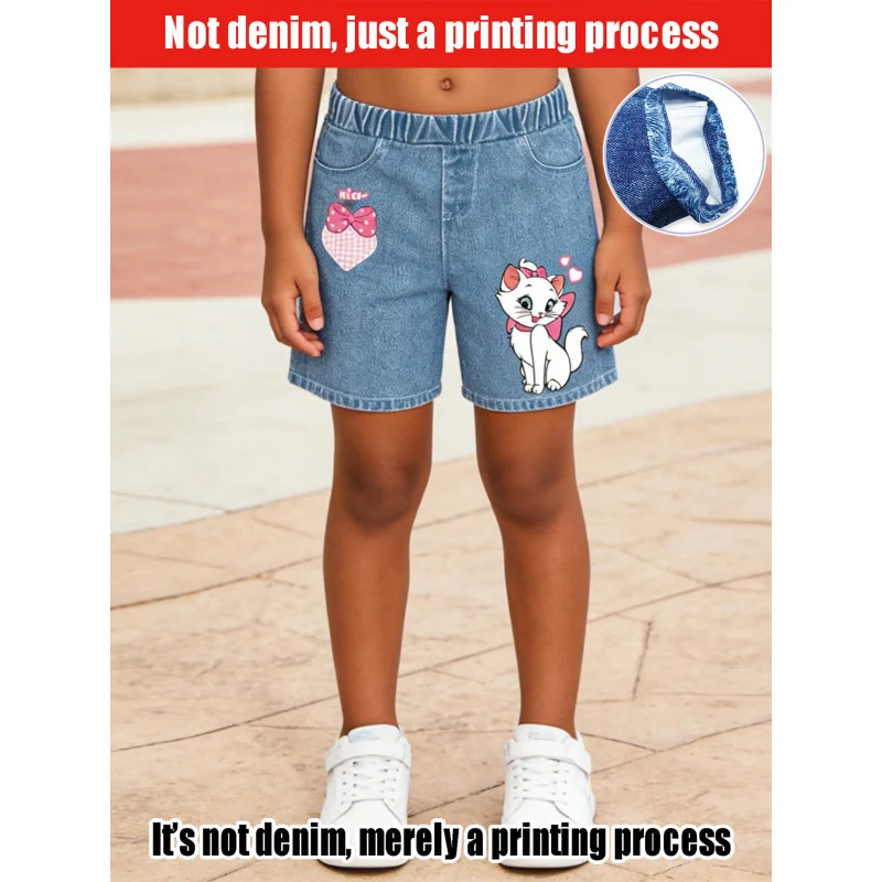 

2026Children's Light Blue Simulated Denim Shorts Sweet and Cute Casual Shorts