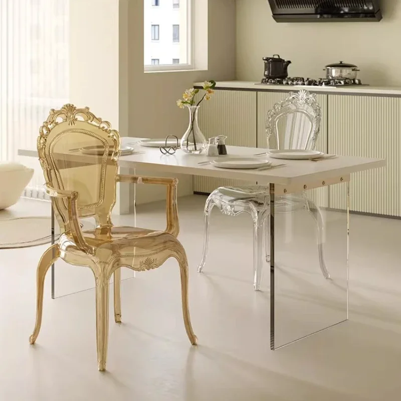 Acrylic dining chair Nordic style princess chair Transparent crystal ghost stool Makeup French retro hotel court