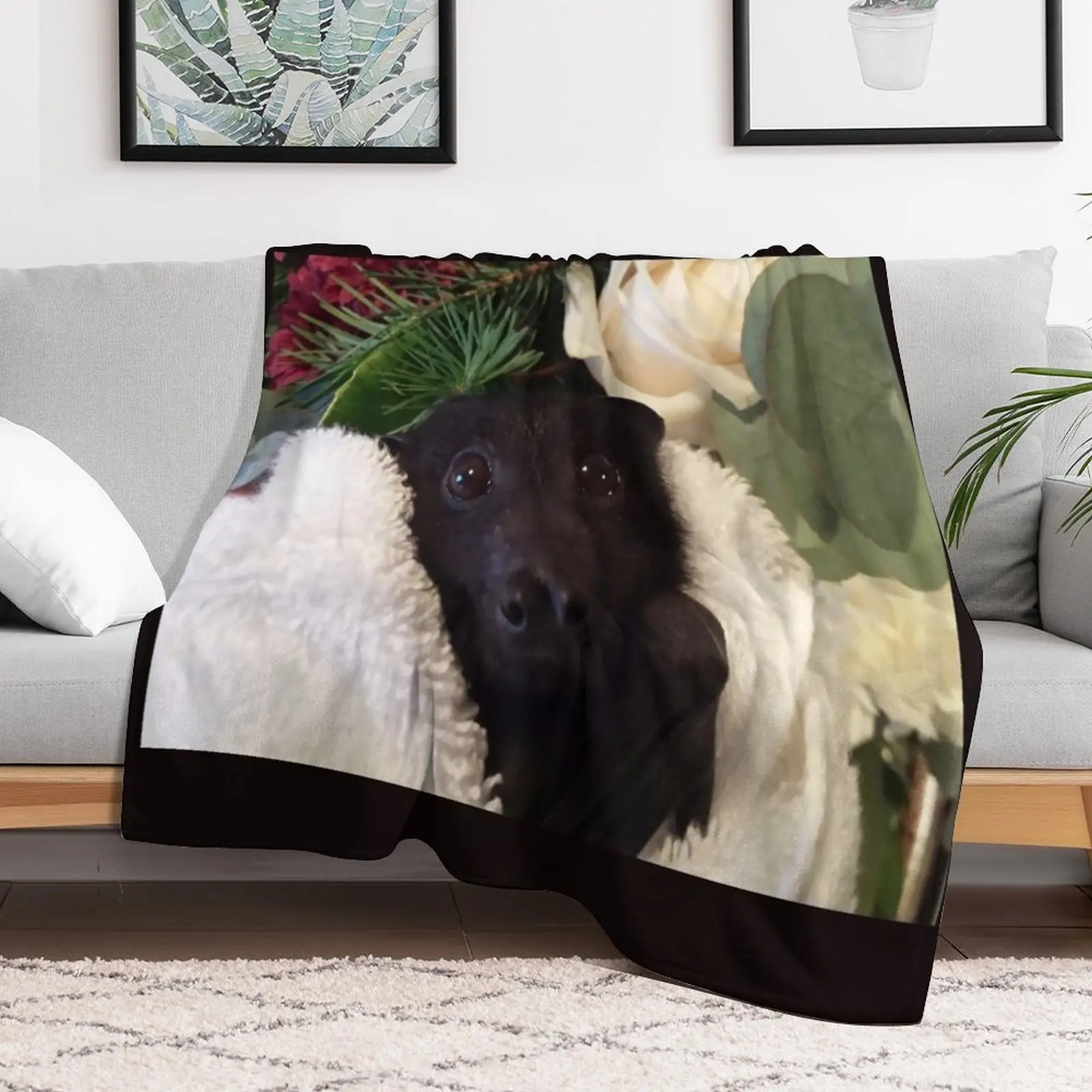 

Baby Larry Black Flying Fox Bat. Throw Blanket anime blankets and throws Blankets Large Decoratives Kid'S Blankets