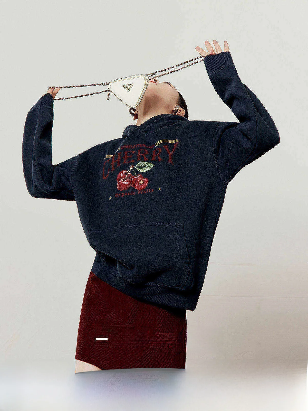 

Новая женская толстовка с капюшоном Cherry Organic Fce, свободного кроя, комфортная, повседневная, для улицы, зимняя