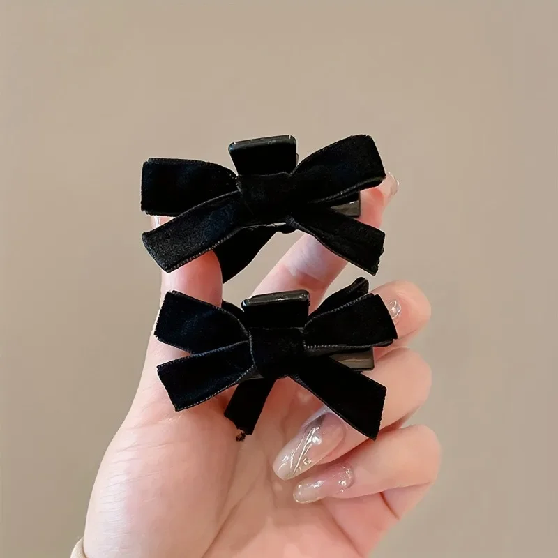 

1/2/4/6 шт., черный бархатный бант для волос, осенне-зимняя темпераментная челка, заколка для волос, женская принцесса, захват головы, подарок на день рождения