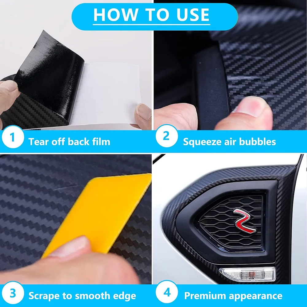 127-300cm Nano Carbon Fiber Car Tape Sticker Door Mirror Protector Strip Waterproof Adhesive Protective Film DIY Accessory