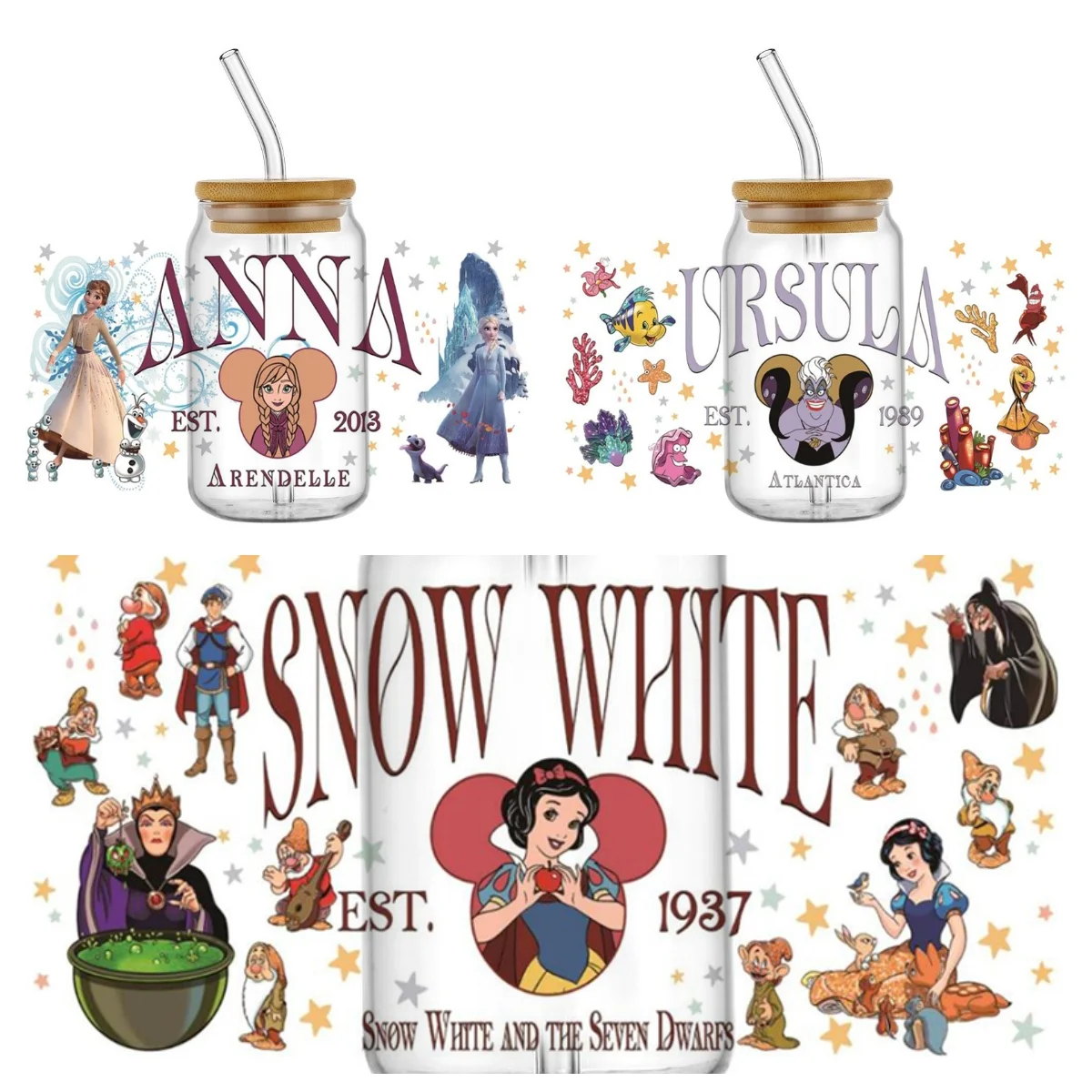 

Новый дизайн, персонажи мультфильмов, УФ-обертывания для чашек DTF для 16 унций, водонепроницаемая УФ-переносная наклейка DTF, очки, кружка, сделай сам, наклейка