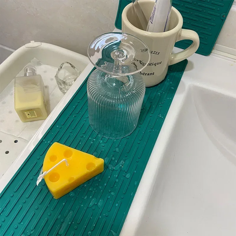 Kitchen Silicone Dish Drying Mat Drainer Mat  Heat Resistant Coaster Anti-scalding Pot Mat Sink Non Slip Dish Draining Tool