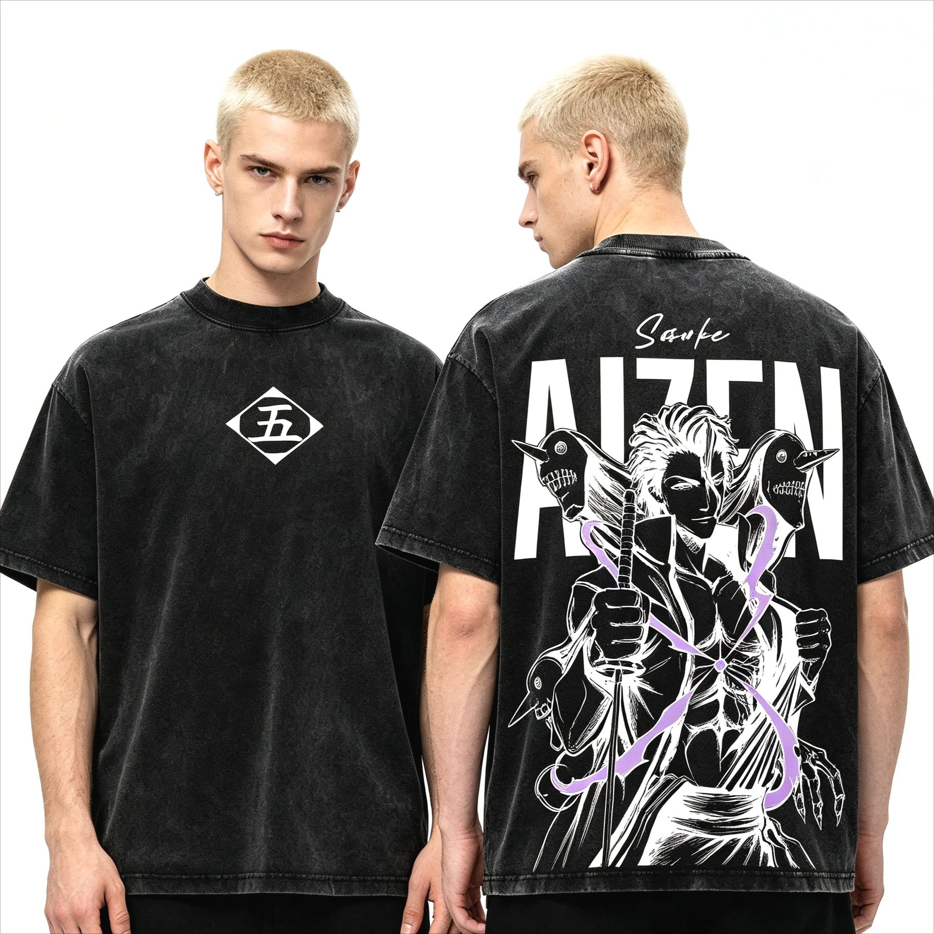 Summer Hot Sale Aizen Sosuke BLEACH Anime T-shirt Y2K Men Women Cotton Short Sleeve O-Neck T-shirt Hip Hop Street Casual T-shirt