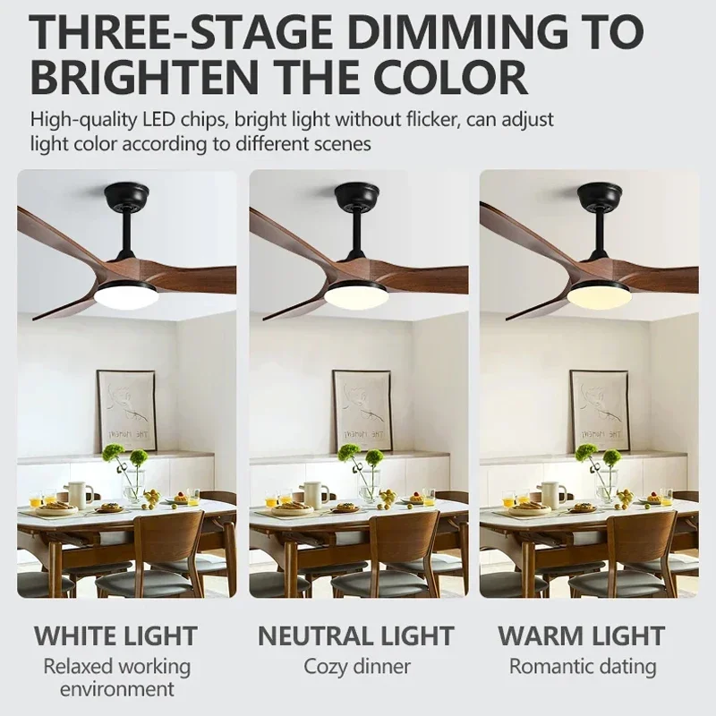 36/42/52/60 Inch Ceiling Fan Industrial Vintage ABS Ventilator with Light Remote Control Decorative Blower Retro Large Fans