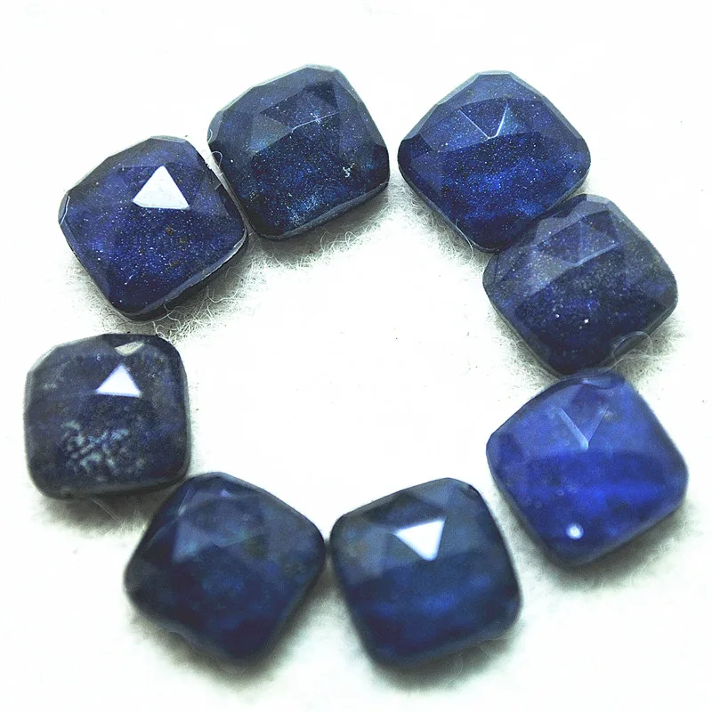 6PCS Natural Faceted Lapis Lazuli Stone Cabochons Square Shape Size 10X10MM 12X12MM New Jewelry Findings Free Shipping