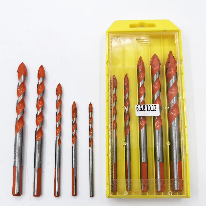 5Pcs Tungsten Carbide Drill Bit Set 4-10mm, Triangle Shank Impact Masonry & Glass Tile Drill Bits for Concrete Brick Stone
