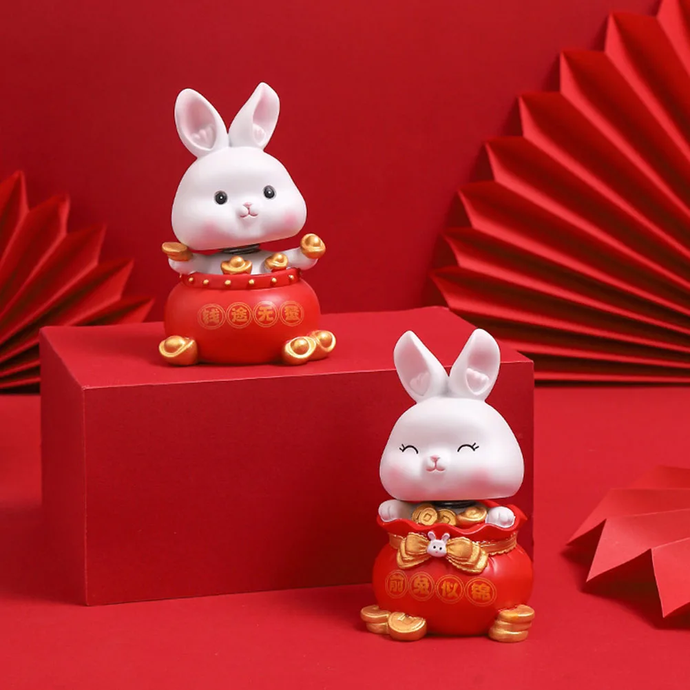 

Lucky Rabbit Figurine Mini Resin Statue Decor Desktop Ornament Gift 2023 Zodiac New Year Plant Accessories Craft Display
