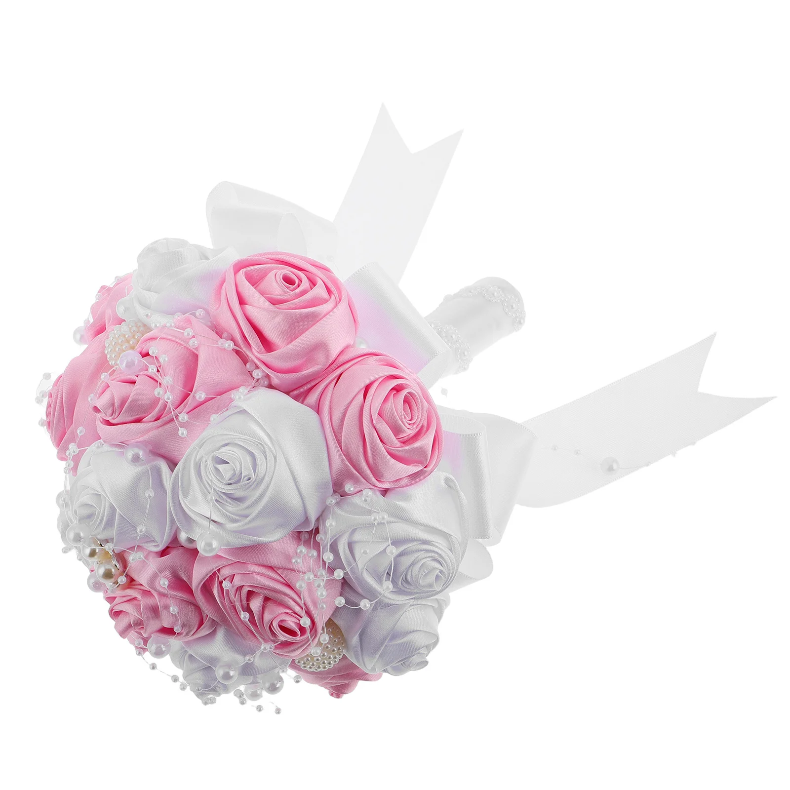 

Artificial Cloth Flower Bouquet Wedding Bride Elegant Rose Design Soft Satin Fabric Bridal Handheld Floral Decor for Ceremony