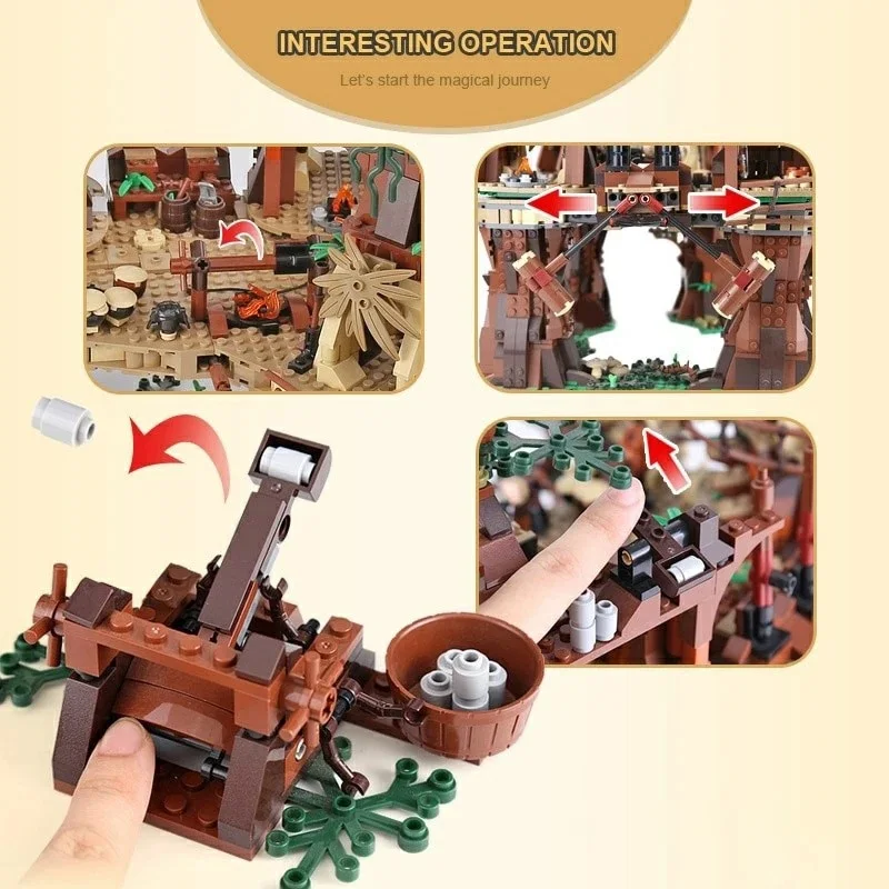 ของขวัญวันเกิดสำหรับเด็ก ชุดตัวต่อ 1990 ชิ้น 81049 ชุดสร้างหมู่บ้านอีวอคส์ 10236 บล็อก ของเล่นเด็ก ชุดตัวต่อ 180016