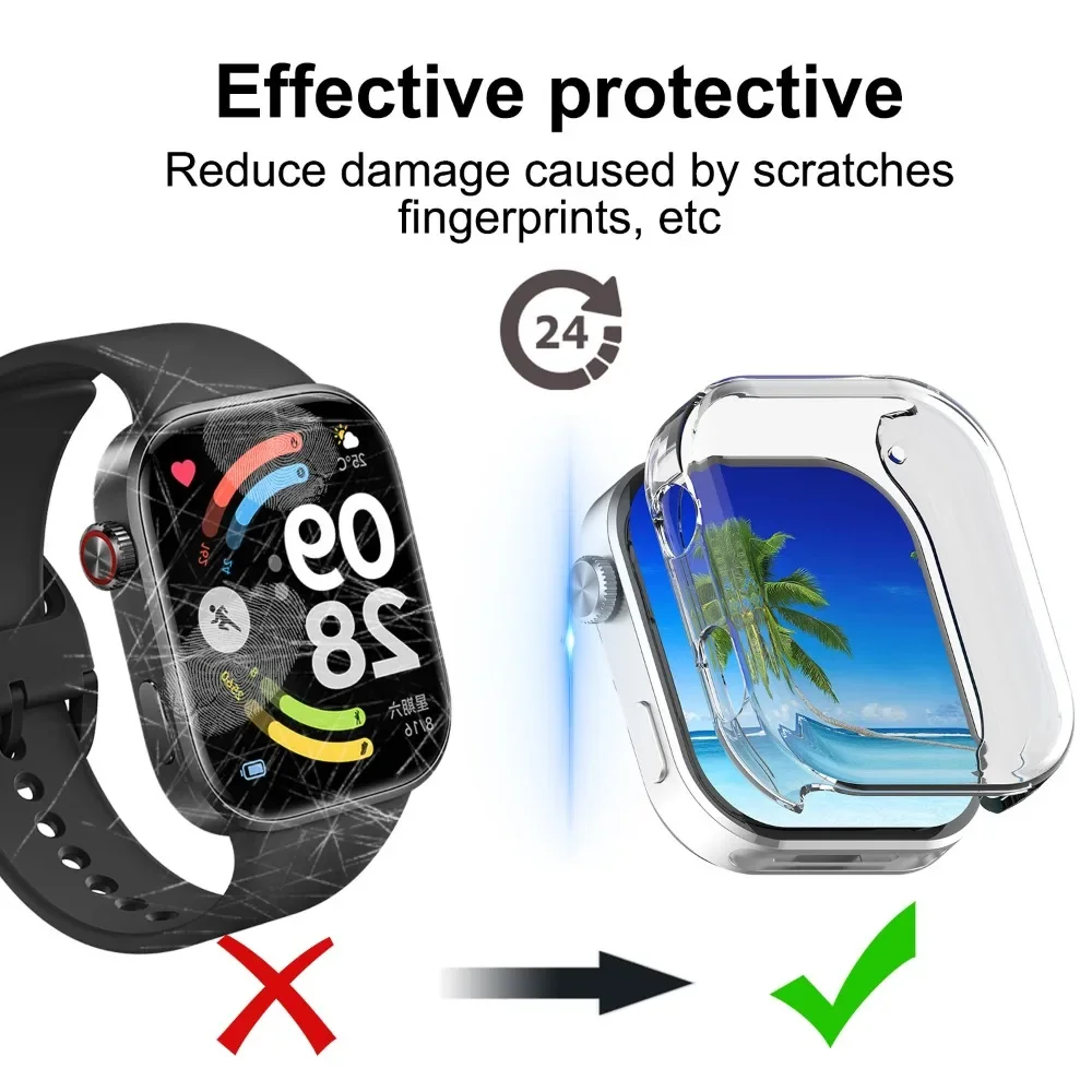 Hard TPU Case for Redmi Watch 6 Screen Protector Protection Bumper Film+Case Anti-Scratch Cover for Redmi Watch 6 Shell