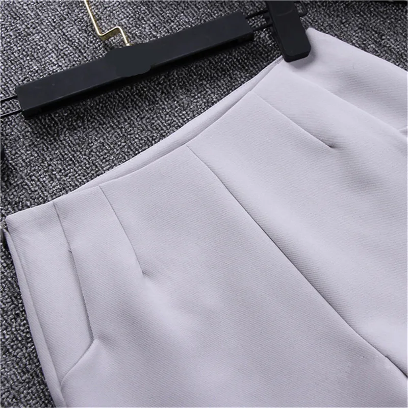 GAOKE 2024 New Women Summer High Waist A-Line Wide Leg Shorts Casual Suit Shorts Women Solid Short Pants Office Ladies Shorts