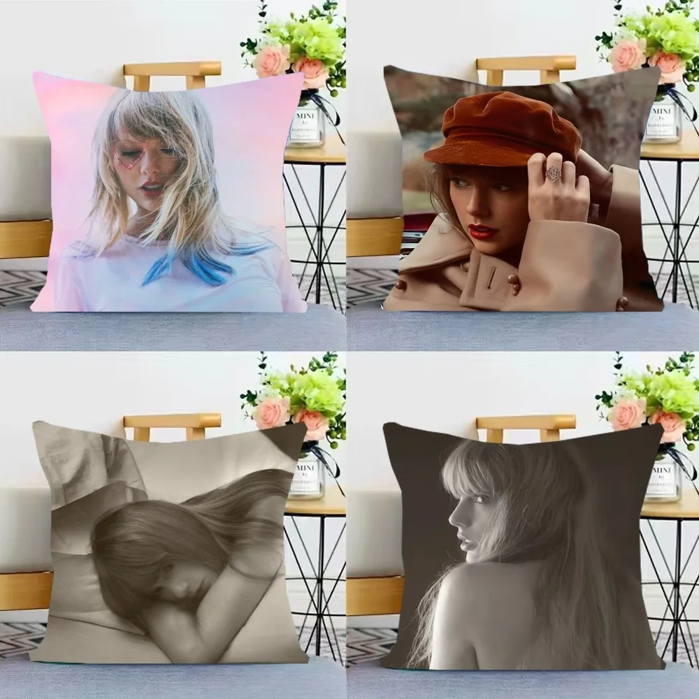 T-Taylors Famous Singer Throw Pillow Cover Nordic Vintage Style Cushion Covers Home Living Room Sofa Couch Seat Decor