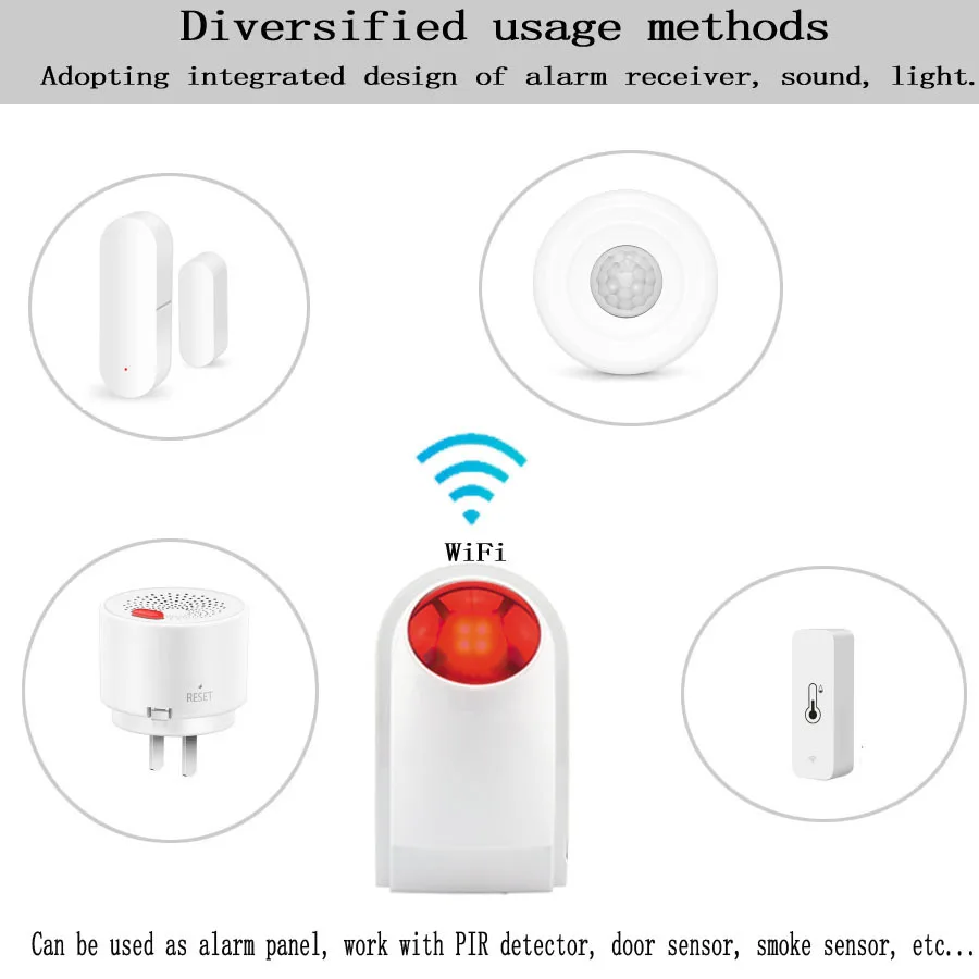 WIFI Tuya Strobe Siren graffiti wireless sound and light siren can be connected to wireless door magnetic infrared smoke