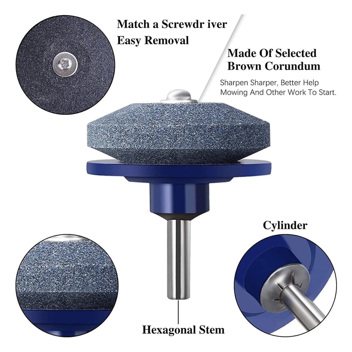 ABGV 4PCS Afilador de cuchillas para cortacésped, Afilador de cuchillas para cortacésped con equilibrador de cuchillas para cualquier taladro manual