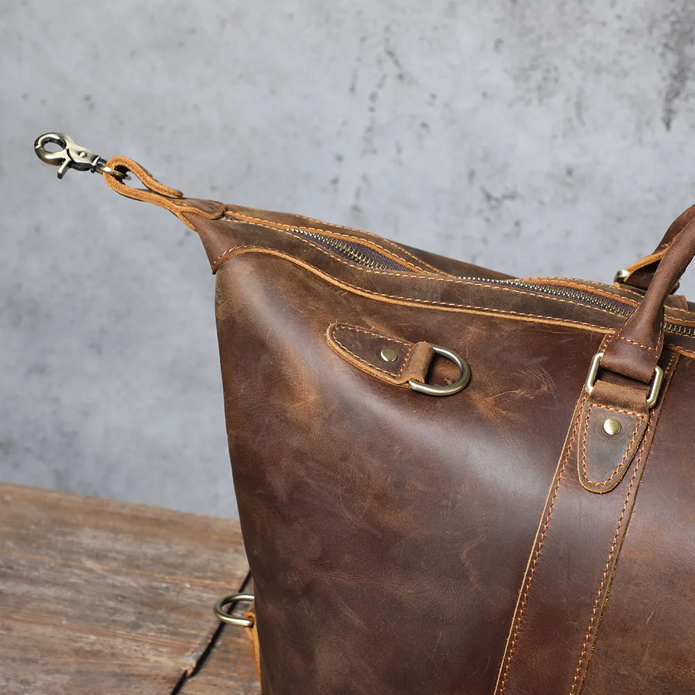 S.WORKER Premium Vollnarbenleder-Reisetasche Echtes Leder Vintage-Stil Große Handgepäcktasche – Detail 11