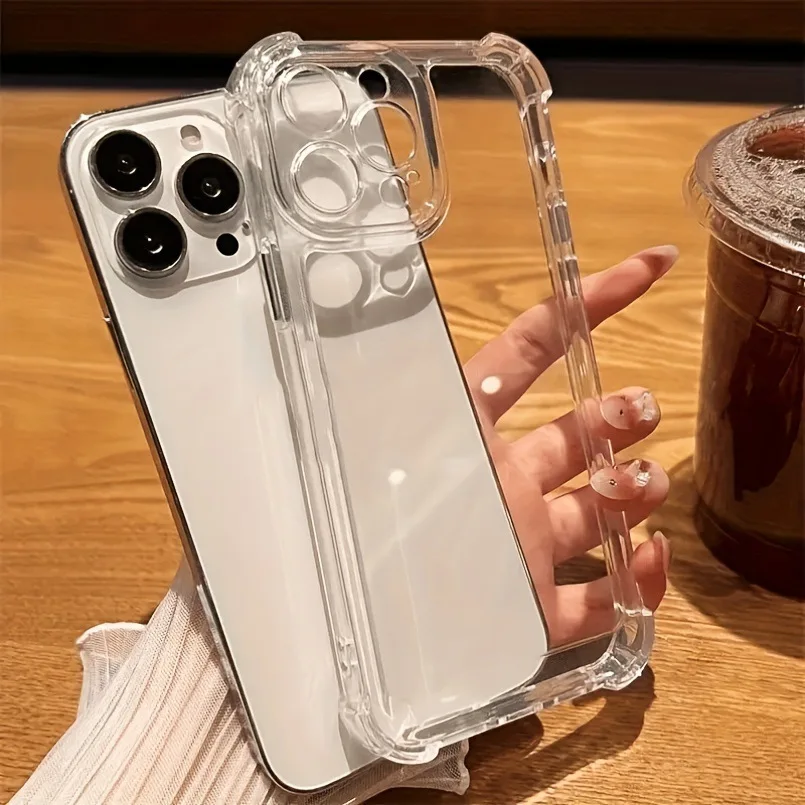 Vier-Ecken-Airbag-Schutz, stoßfeste Hülle für iPhone 17, 16, 15, 14, 13, 12, 11 Pro Max Mini 7 8 Plus SE 17 Air transparente Abdeckung