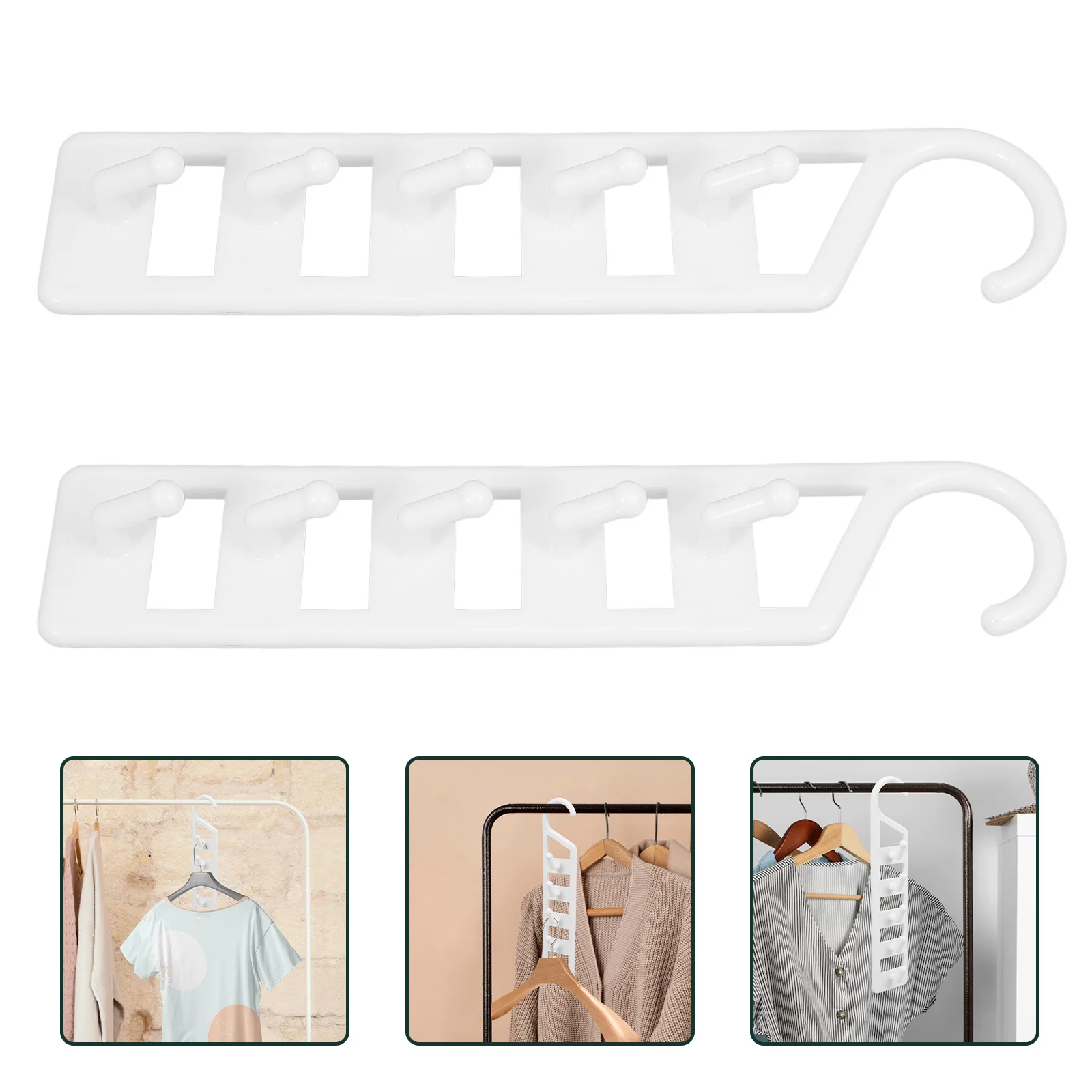 

6Pcs Multi Functional Space Saving Closet Hangers Heavy Duty Plastic for Shirts Pants Sweaters Dorm Room Organizer Hooks