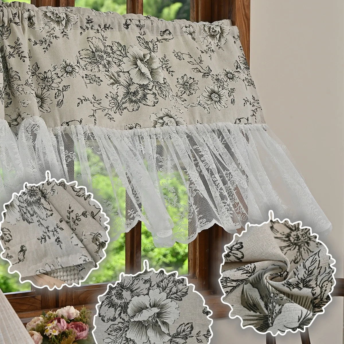 1pc 140x50cm Spitze Kurze Küche Vorhang Kleine Fenster Halb Vorhang Café Vorhang Tier Vorhang