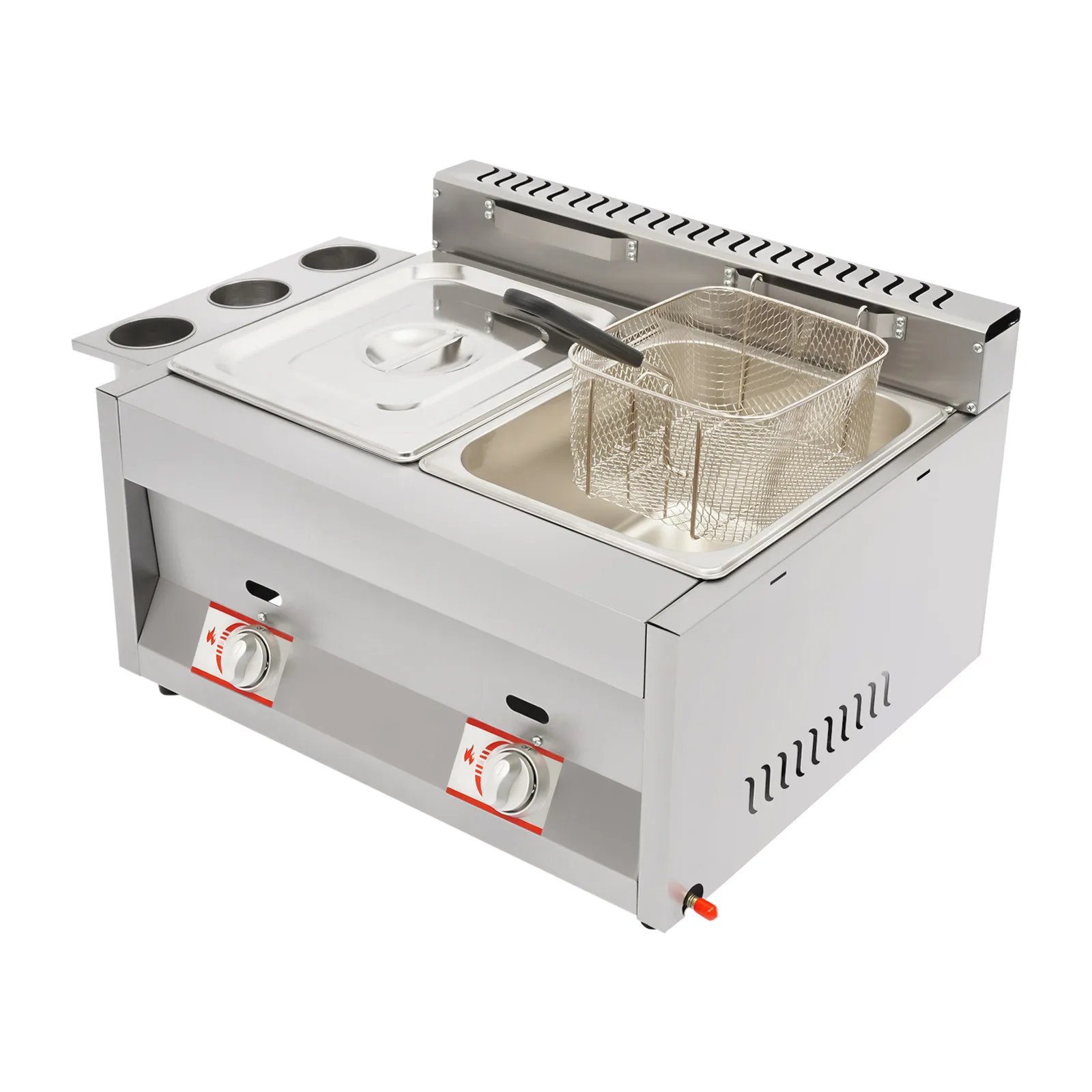 Commercial Deep Fryer 2-Tank 6.34Qt LPG Gas Fryer, Dual Zone Temperature Control with 2 Baskets, Restaurant Fast Food Shop Snack Bar Catering Equipment