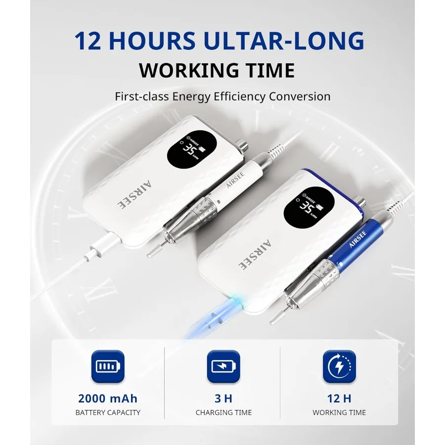 Updated Professional Nail DrillRechargeable Cordless Efile Machine for Acrylic Extension Gel Dip Powder Powerful Portable Efile