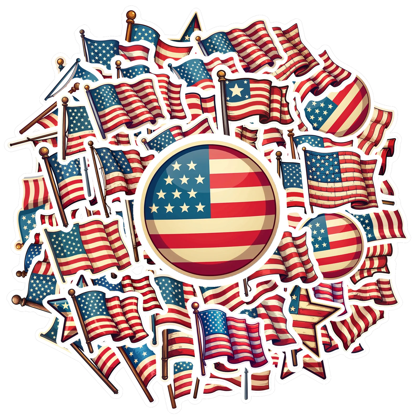 

35-100 шт. патриотических наклеек с американским флагом, винтажные наклейки с эмблемой флага, канцелярские наклейки для ноутбуков, мотоциклов, багажа